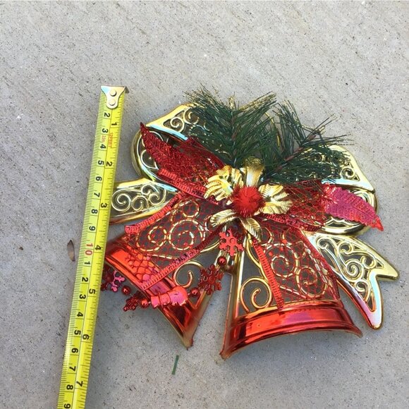 SET OF 2- 6" GOLD BELLS CHRISTMAS TREE ORNAMENTS - Picture 6 of 7